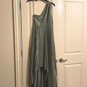 BCBG (unworn, with tags) Eden Asymmetrical Metallic Dress